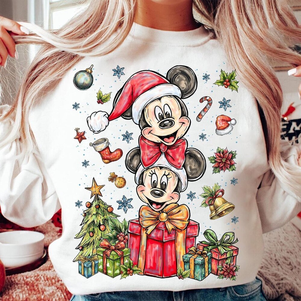 Magical Mouse Christmas Sweatshirt, Cartoon Christmas Magical Kingdom Preppy 05
